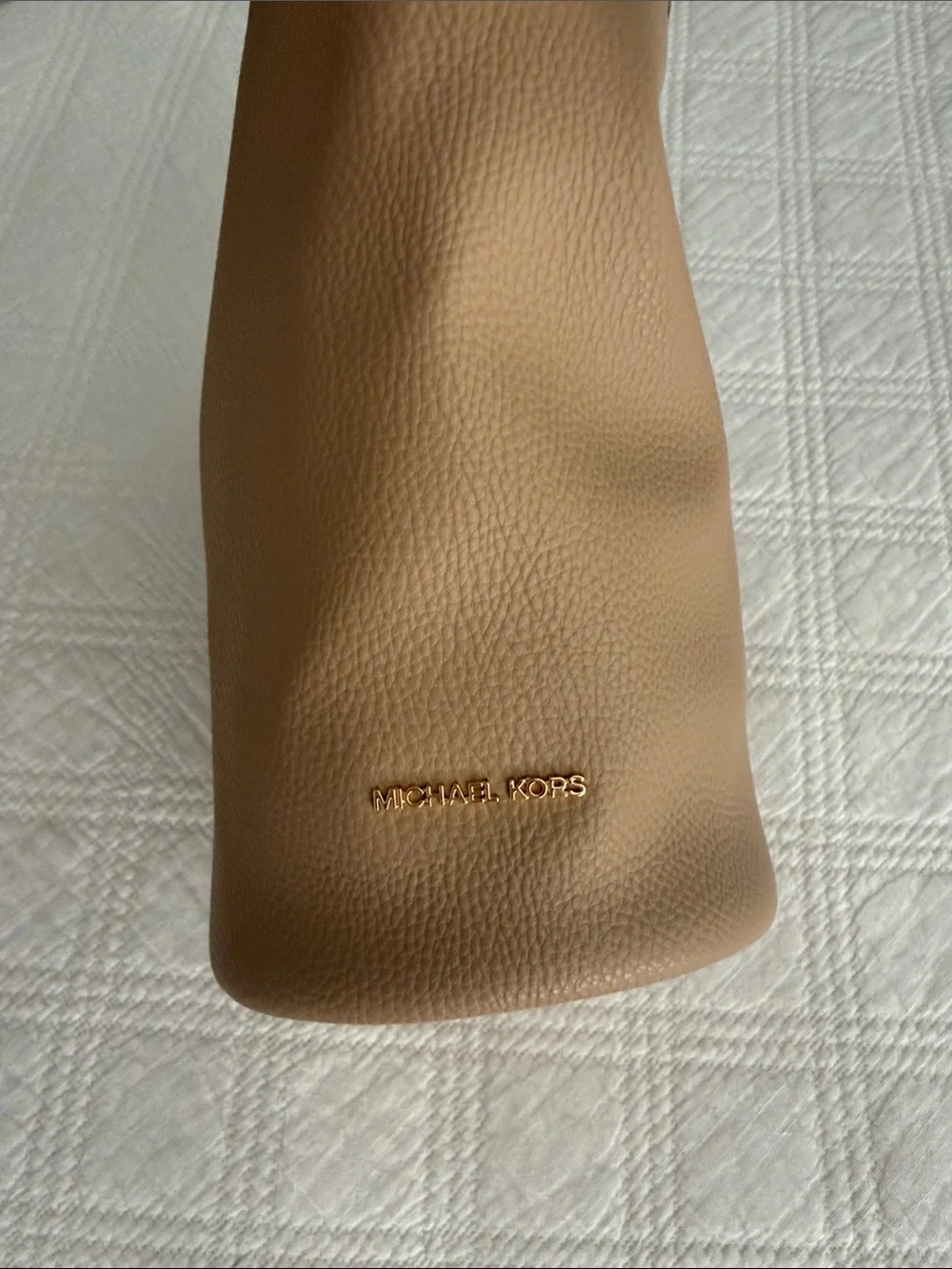 Michael Kors Sonny Hobo Camel Beige Pebble Leather Shoulder Bag Purse Tote